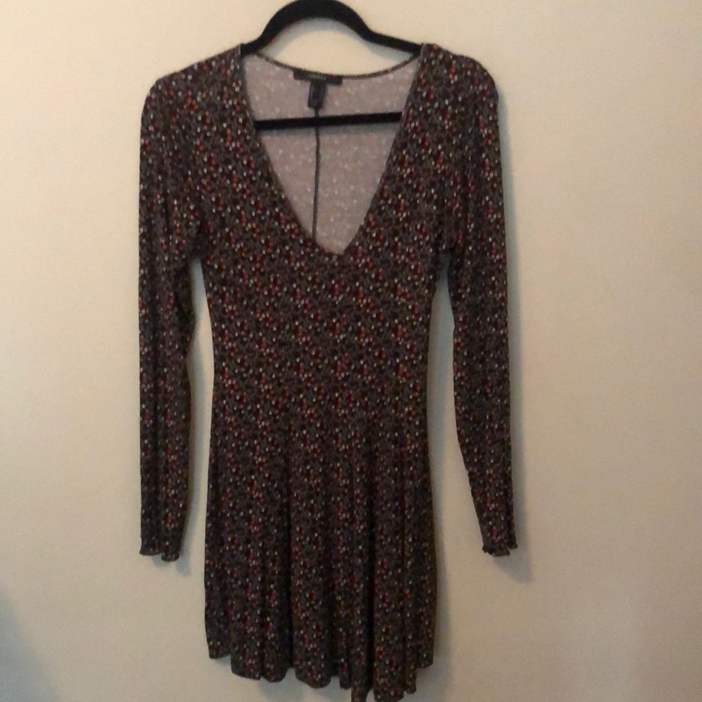 Flower dress long sleeve tight v neck